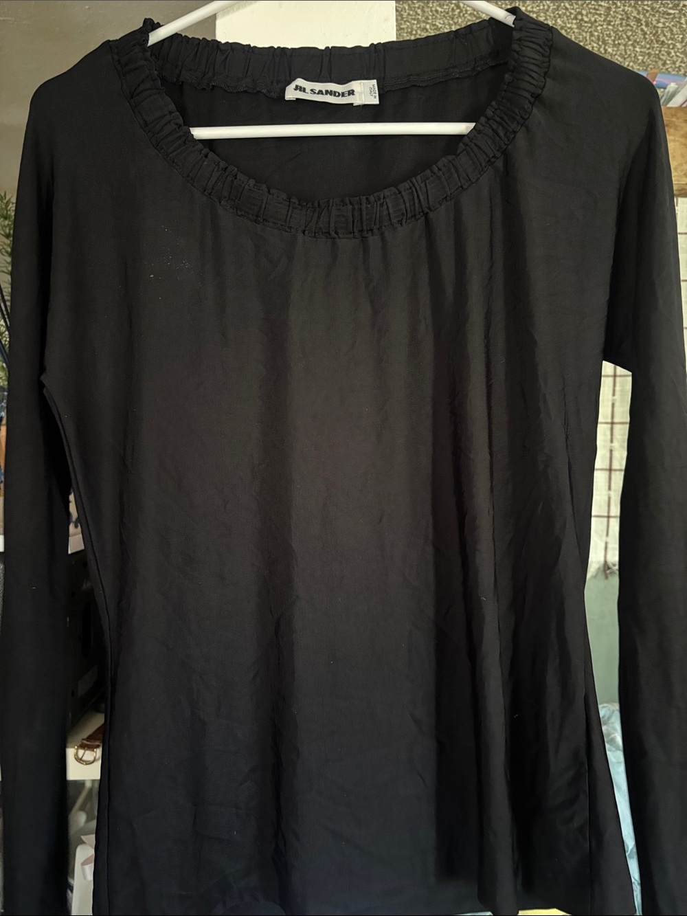 ❤️… Jil Sander Black Long-Sleeve Scoop Neck Top